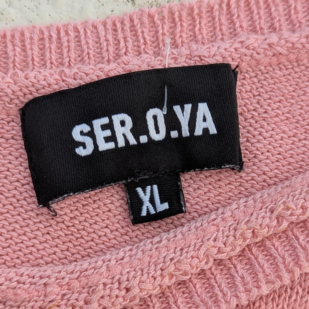 SER.O.YA | Alivia Knit Top Pale Blush Pink Size XL Retrofete Euro Chic Cropped - Picture 9 of 16